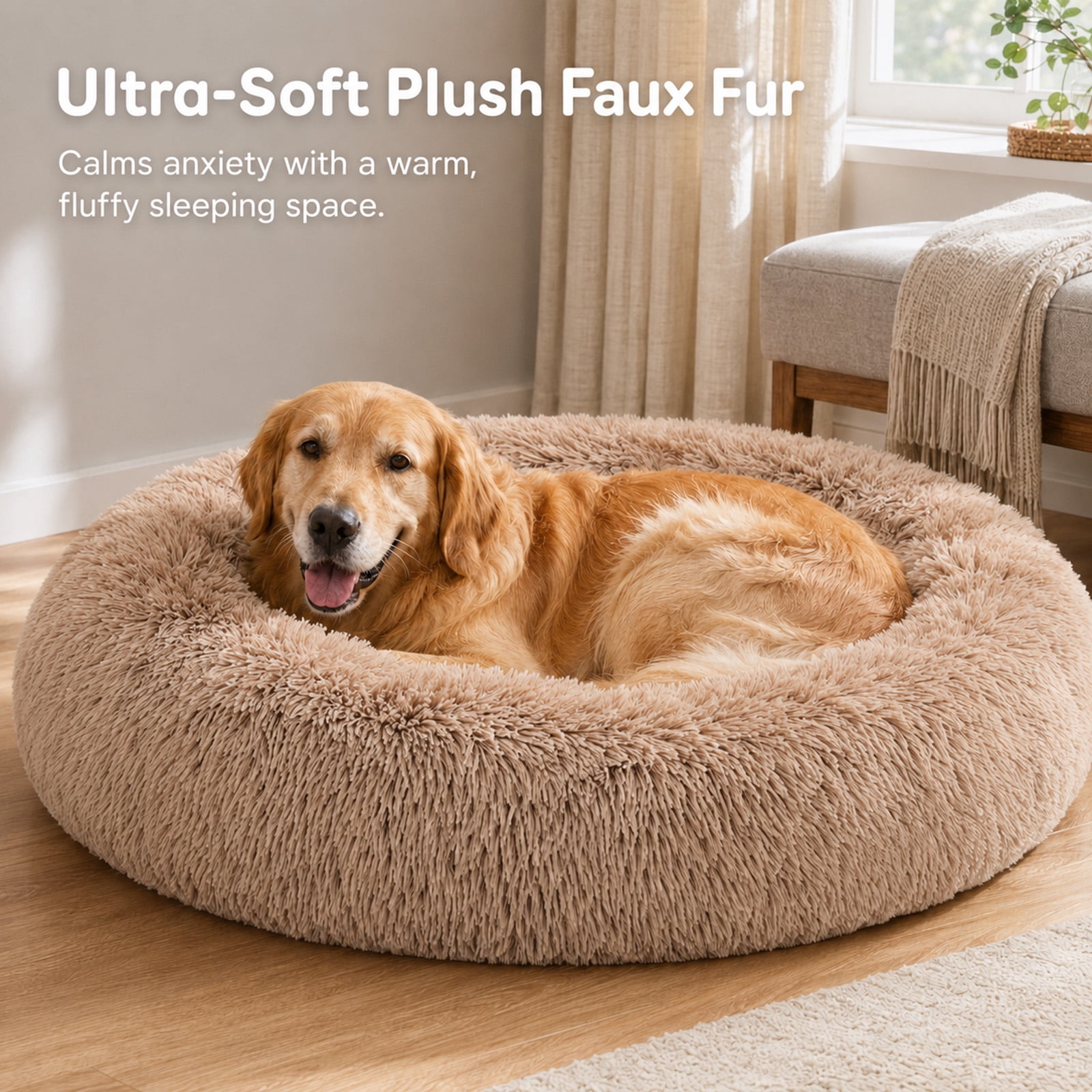 Alvantor 30''/36'' Dog Bed Comfortable Donut Cuddler Round Pet Beds Ultra Soft Washable Dog and Cat Cushion Bed, Fits up to 45 lbs/90 lbs Pets