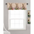 thumbnail image 3 of Easter Bunny Linen Curtain Valance for Bedroom/Bathroom/Kitchen/Office/Living/Dining Room Windows, Vintage Plaid Orange Easter Eggs Rabbits Rod Pocket Topper Decorative Cafe Drapes Panel 42"x18", 3 of 6