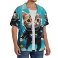thumbnail image 2 of Sikiie Underwater Diving Cat Men's Wrinkle Free Untucked Cuban Shirt Business Casual Button Down Shirts Short Sleeve ShirtX-Large, 2 of 5