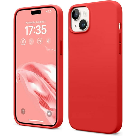 Compatible with iPhone 14 Case, Silky Touch Premium Soft Liquid Silicone Rubber Anti-Fingerprint Full-Body Protective Bumper Phone Case for iPhone 14, 6.1 inch (Red)