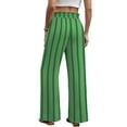 thumbnail image 3 of Wide Leg Pants Woman Flowy Palazzo Drawstring Elastic Waist Trousers with Pockets Casual Lounge Green L, 3 of 4