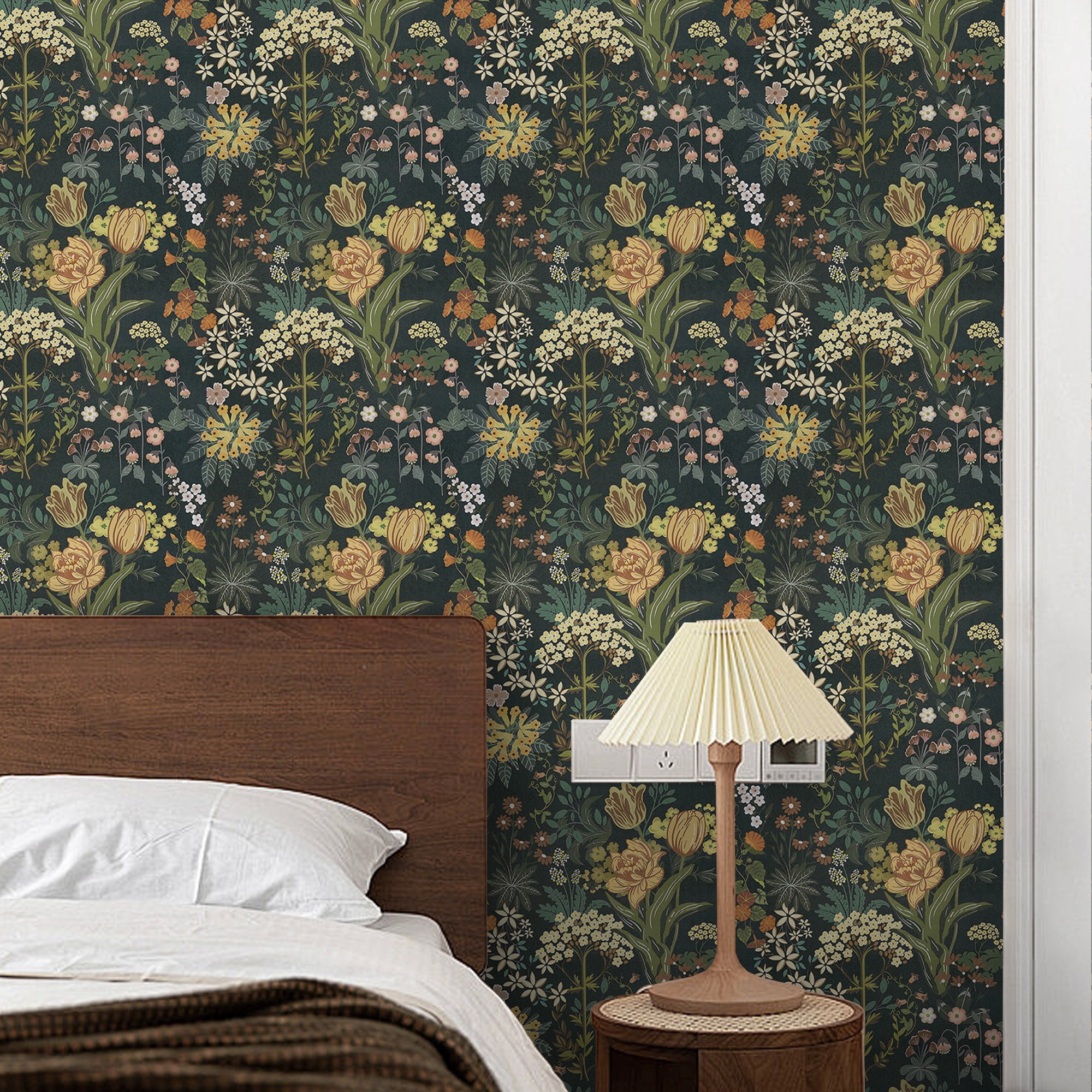 Abyssaly Floral Peel and Stick Wallpaper 17.7-in x 393.7-in Self Adhesive Wall Paper Vinyl for Home Decoration