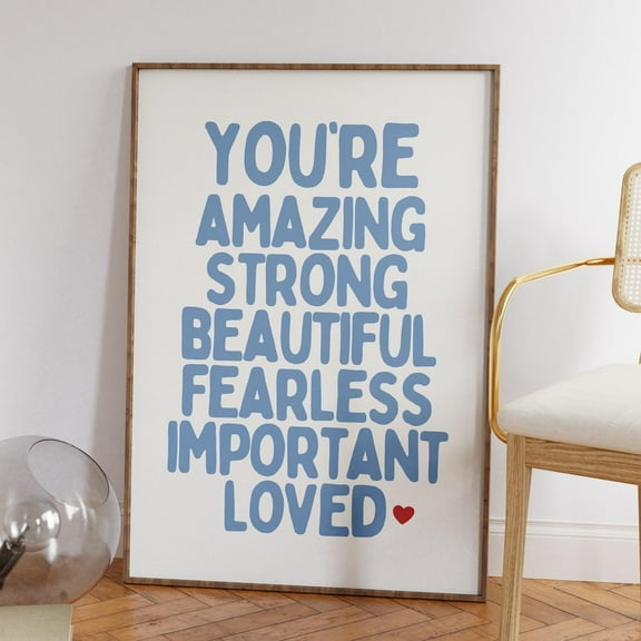 You Are Affirmation Print, Light Blue Wall Art, Positive Affirmations Poster, Aesthetic Apartment Decor, Girly Bedroom Art Wall Art, Modern Wall Decor, 8x12 UNFRAMED