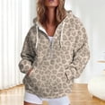 thumbnail image 2 of CONZONE Womens Oversized Hoodies Long Sleeve Zip Up Leopard Hooded Sweatshirts for Women Drawstring Fall Winter Pullover Tops with Pocket, 2 of 4