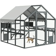 82L Catio Enclosure for Cars, Seizeen Outdoor Cat House Cat Cage Extra Large Walk-in Enclosure for Kitty Pet w/Waterproof Top, Bridges, Platforms, Rest Boxes