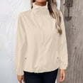 thumbnail image 5 of Women's Long-sleeved Windbreaker Baeitkot Women's Solid Color Zippered Long-sleeved Windbreaker with Pockets Beige L, 5 of 6