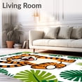 thumbnail image 2 of ODIKA 8'x10' Machine Washable Non-Slip Area Rug, Cute Jungle Tiger Stripe Design with Pouncing Adventure Theme High Traffic Rug, Orange, 726352, 2 of 7
