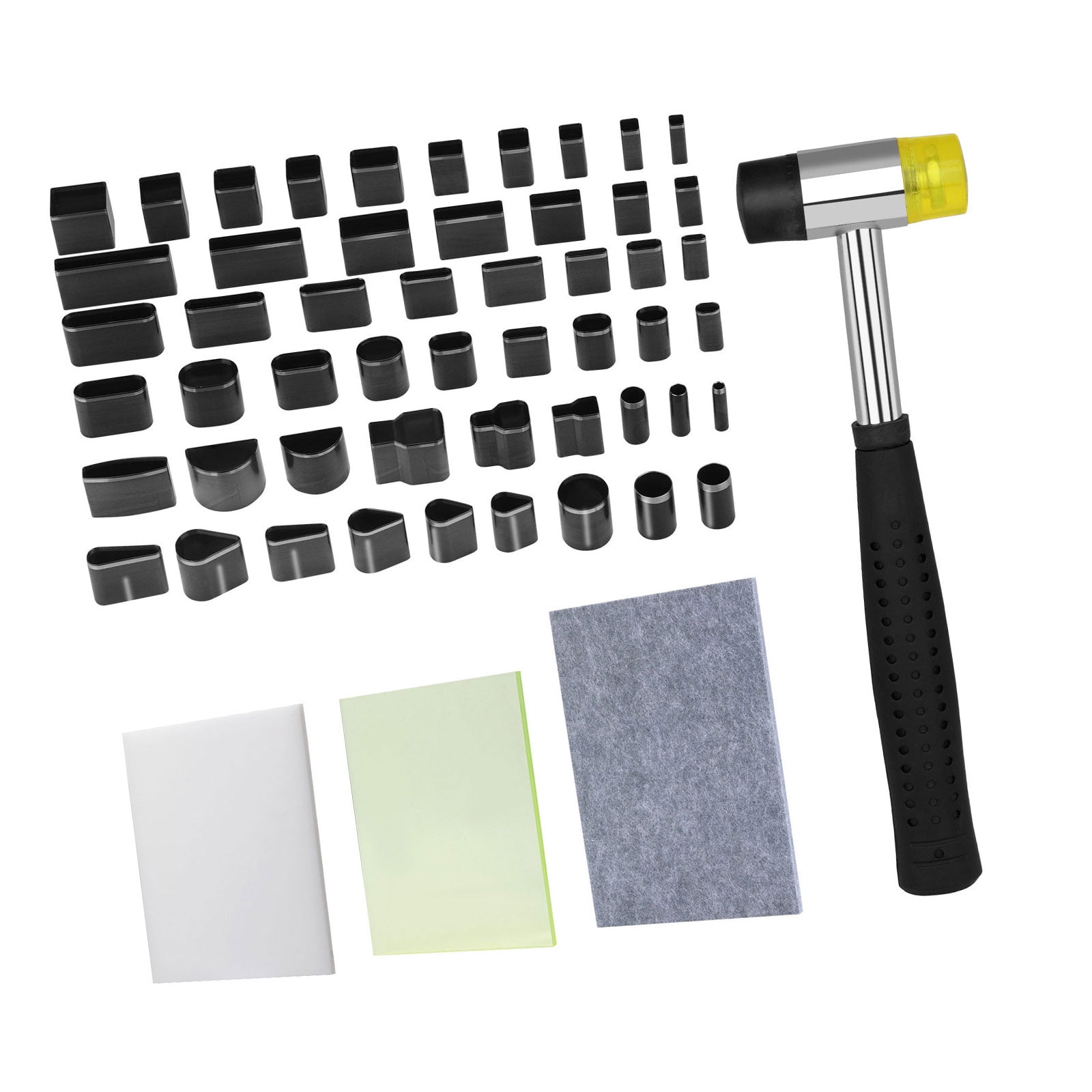 Leather Tools Leather Carving Tool Leather Stamping Tools with Hammer Cutting Mat Leather Hole Punched Tool for Craft