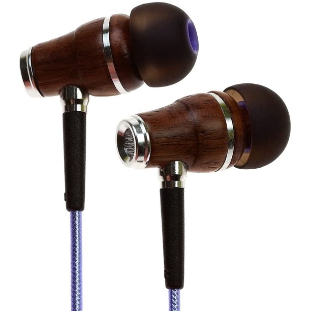 Auriculares de madera sinfonizados NRG 2.0 con cable, auriculares en el oído con micrófono para computadora y computadora portátil, auriculares con aislamiento de ruido para teléfono celular, auricula