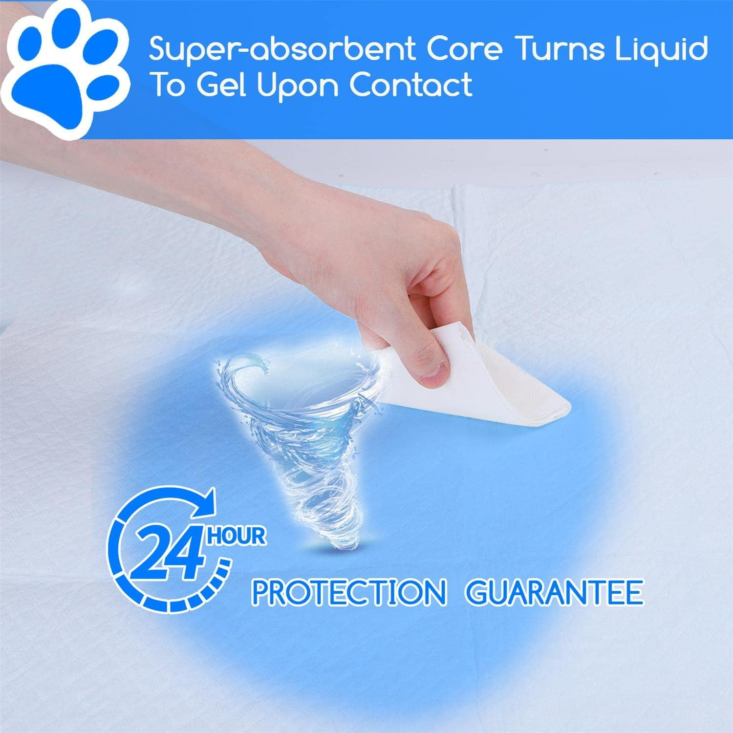 Puppy Pads,24"x 23" Super Absorbent Pee Pads for Dogs, Odor Control Potty Training Pads Leakproof 5-Layer Pee Pads with Quick-Dry for Medium to Large Pets Like Cats and Dogs