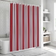 thumbnail image 5 of Polyester Fabric Red Pink Stripes Shower Curtain, Country Simple Gradient Vertical Lines Waterproof Bathtub Curtain Bathroom Decor Set with Hooks 36 x 72 Inches, 5 of 6