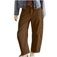 thumbnail image 3 of HaiMao Corduroy Pants Clearance Women Elastic Waist Mid-Rise Wide Leg Cropped Pants Baggy Barrel Jeans Trousers with Pockets Coffee 8(L), 3 of 6