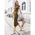 thumbnail image 4 of DARING DIVA Women's 2 Piece Outfits Cap Sleeve Tops Bodycon Midi Skirt Sets XS Brown, 4 of 6