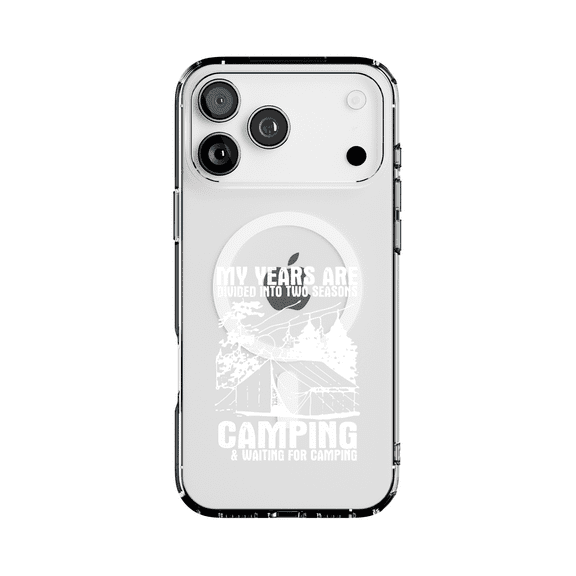 DistinctInk Hybrid Clear Case Compatible with MagSafe for iPhone 17 Pro Max- My Years Are Divided Camping Seasons