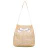 thumbnail image 2 of Bolsa Bolso de mano tejido de paja para mujer, bolso de hombro con lazo bohemio para la playa para mujer (caqui) Tmvgtek Para estrenar, 2 of 9