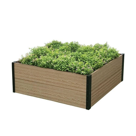 3 ft. W x 3 ft. D x 14 in. H Everbloom Wood Plastic Composite Deep Root Raised Garden Bed