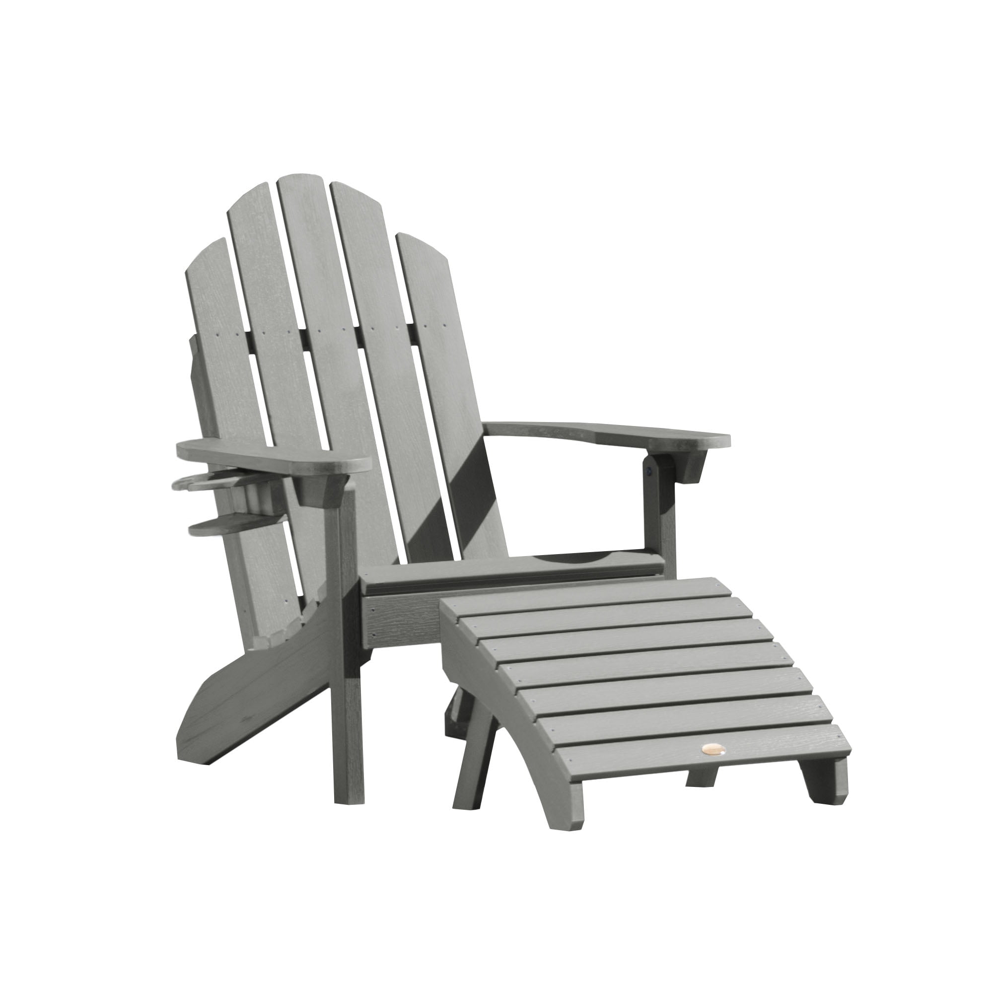 White Highwood AD-KITCLAS4-WHE Adirondack Chair with Ottoman and Cup Holder