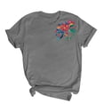 thumbnail image 4 of Pisexur Hauts d'Été pour Femmes, Hauts pour Femmes, Hauts de Sortie pour Femmes, Hauts pour Femmes, Blouse Mode Imprimée à Manches Courtes Col Rond T-Shirt Gris,S, 4 of 5