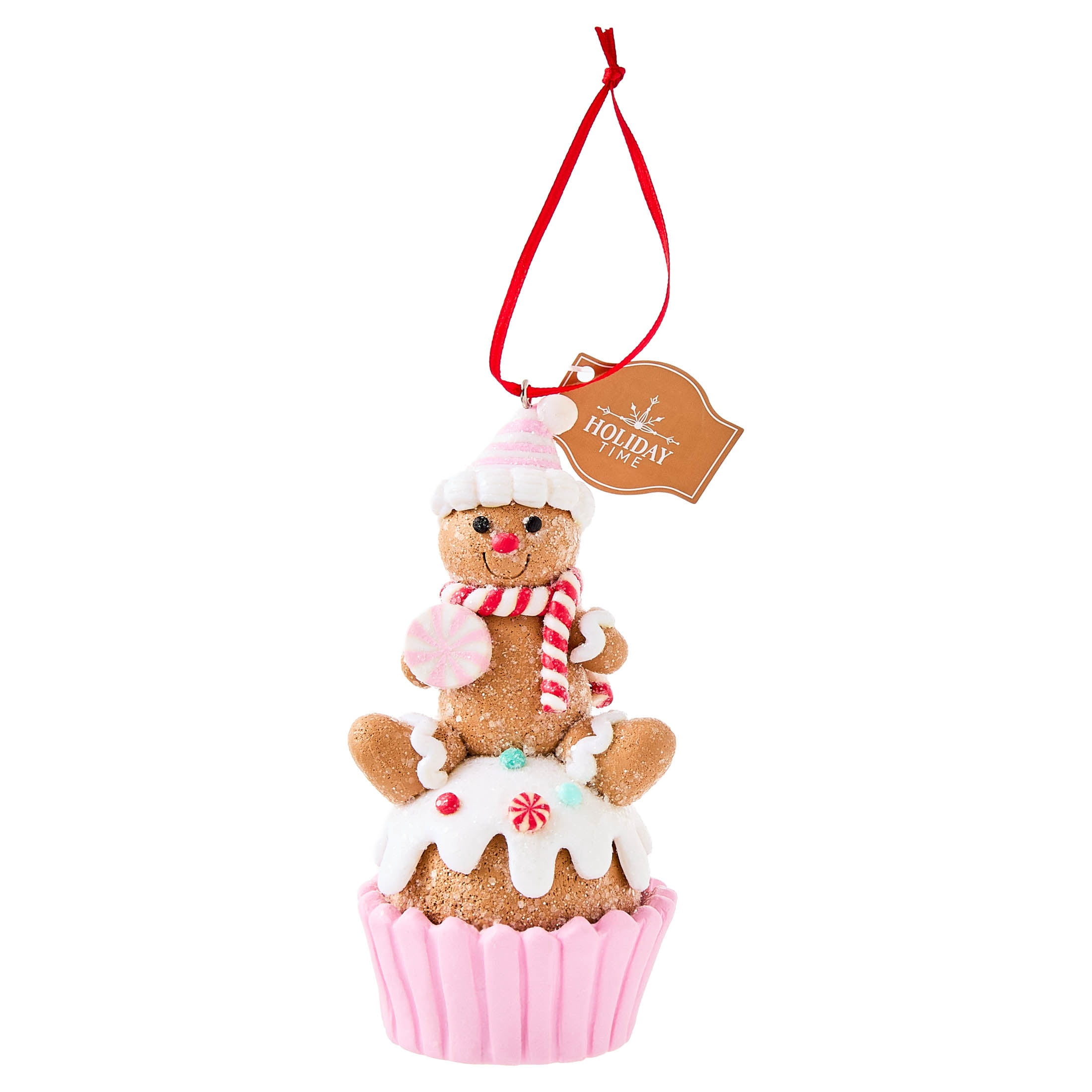 Multicolor Pastel Clay Dough Gingerbread Man Cupcake Christmas Ornament, 4.5", by Holiday Time