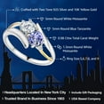 thumbnail image 2 of Gem Stone King 0.98 Cttw White Moissanite and Blue Tanzanite 2-Stone Crossover Ring for Women | 925 Silver and 10K Yellow Gold | Gemstone Birthstone (Size 5), 2 of 5