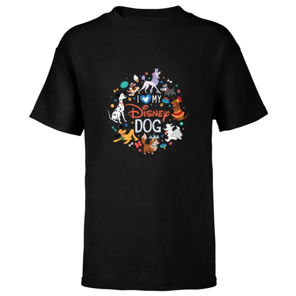 Disney I Love My Disney Dog - Short Sleeve T-Shirt for Kids - Customized-Black