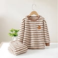 thumbnail image 2 of DHFJKG Boy Girl Striped Fuzzy Winter Outfit 2 Piece Sets Long Sleeve Crewneck Pullover Elastic Waist Ankle-Tied Pants Home Relaxation Outfits For Kids 3-16 Years Old Soft Outfit, 2 of 4