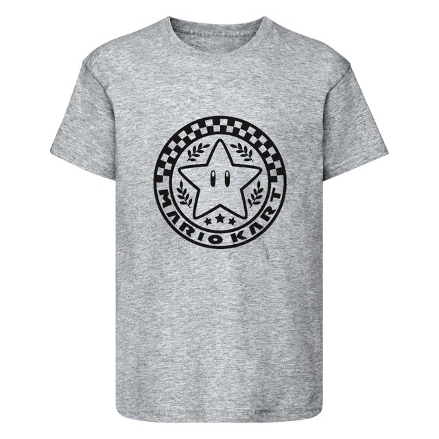 Super Mario - Camiseta Emblema para Niños/Niñas (Gris Jaspeado)