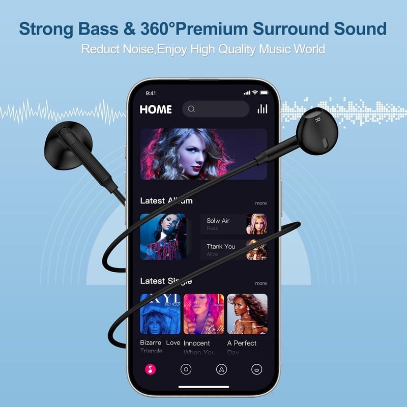 USB C Headphones Compatible with iPhone 17 16 15, for iPad Pro, Type-C Earphones with Microphone Volume Control Wired Earbuds, for Google Pixel 8 7 6A 5 for Samsung S25 S24 S23 S22 S21 S20 A55 3-Pack