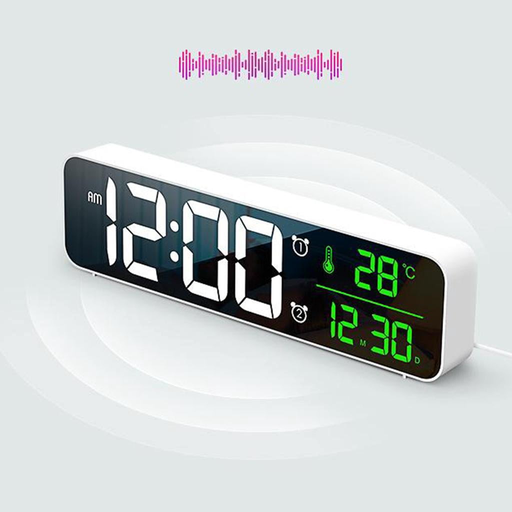 Axioma , Digital Desk Clock with Large LCD Screen Calendar for The , Repeating Snooze , white 2