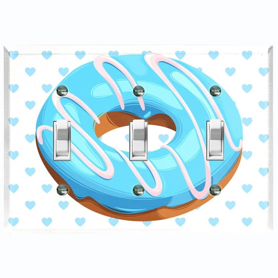 Metal Light Switch Plate Cover Blue Glazed Doughnut Heart Wallpaper CAK040