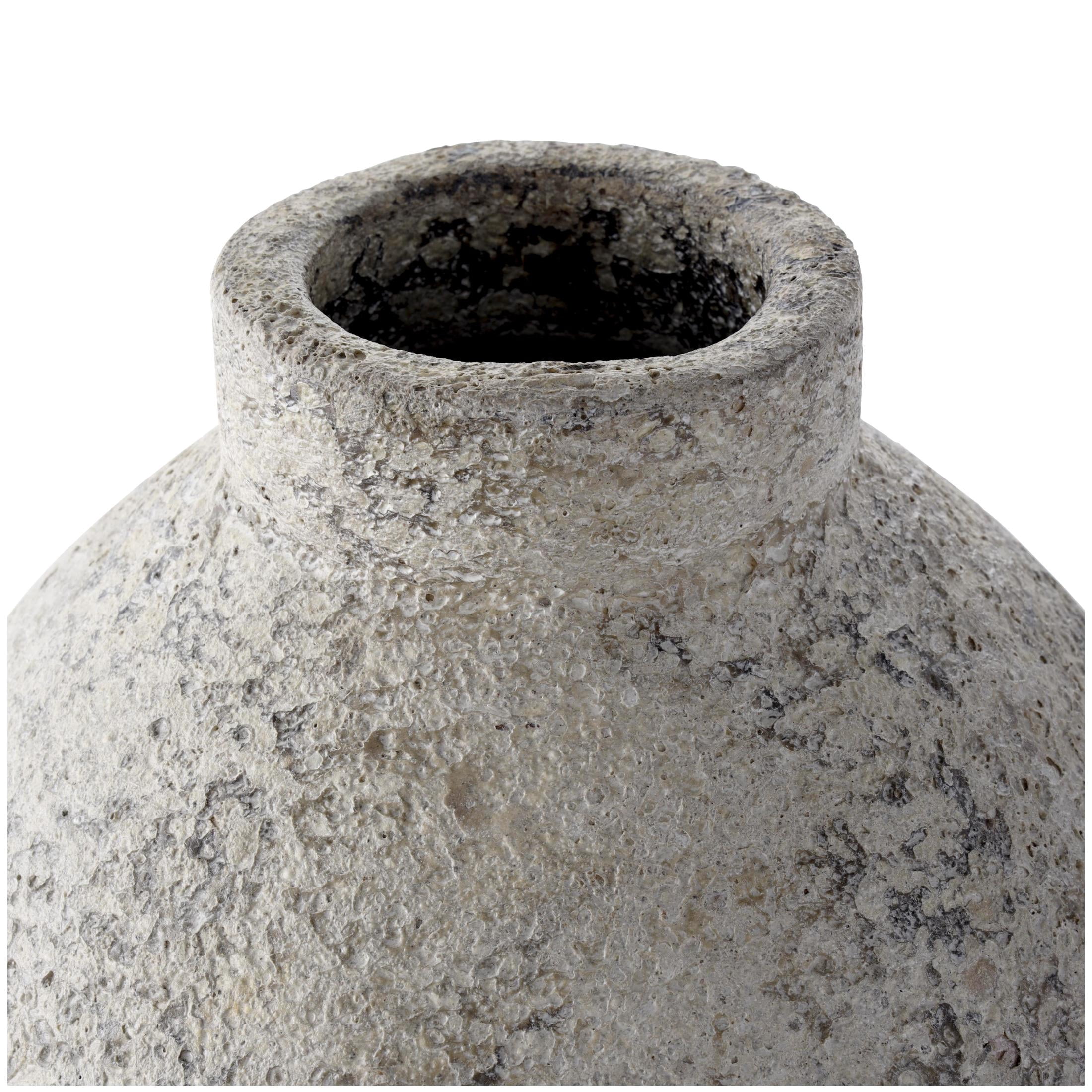 DecMode 14" Handmade Antique Style Textured Beige Ceramic Vase