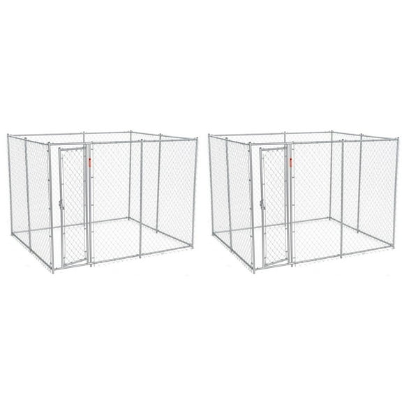 Lucky Dog Heavy Duty Outdoor Chain Link Dog Kennel, Silver, 10'L x 5'W x 6'H, 2 Pack