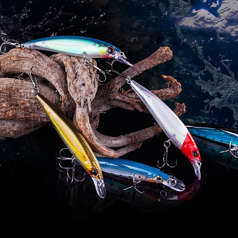 Luminous Fishing Wobblers Minnow Artificial Fish Lures Bait Tackle 11cm Sanwood 