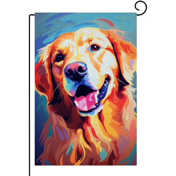 Golden Retriever Dog Watercolor Garden Flag Vertical Double Sided 12x18 Inches Spring Outdoor Holiday Welcome Yard Decoration