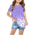 thumbnail image 2 of NAISIBABY Summer Girls Short Sleeve Printed T-Shirt, Kids Round Neck Casual Daily Versatile Tops Purple 4-5T, 2 of 4