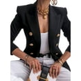 thumbnail image 1 of Qmyliery Women Double Breasted Blazers Jacket Fall Winter Elegant Casual Long-sleeve Solid Color Office Ladies Coat Suits Fake Pocket, 1 of 1