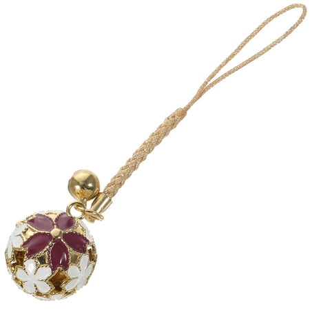 

Tinksky Creative Bells Pendant Accessories Hollow Cherry Blossoms Japanese Bells Copper Bells Hanging Accessories Supplies with Hanging Cord for Men Women DIY Craft (White Purple)