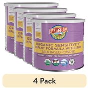 (4 pack) Earth's Best Organic Sensitivity Powder Baby Formula with Iron DHA & ARA, 21 oz Canister
