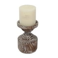 thumbnail image 5 of Handcrafted Vintage Candle Holder, Farmhouse Wooden Pillar Taper Candle Holder, Brown 5.1" X 5.1" X 7.5", 5 of 6
