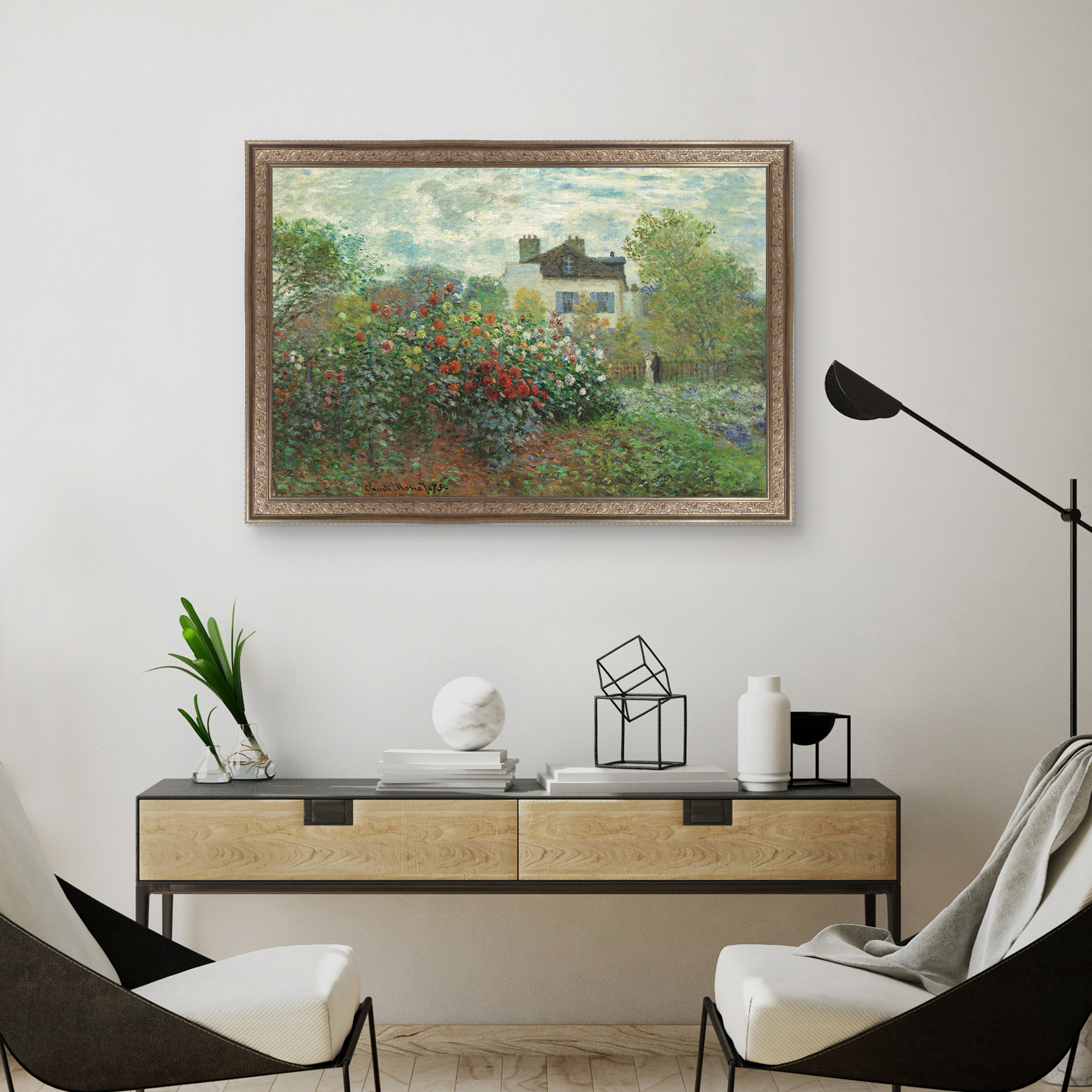 The Artist's Garden in Argenteuil Framed
