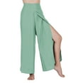 thumbnail image 2 of SAYOO Women Summer Loose Pants, High Elastic Waist Ankle-Length Split Wide-Leg Pants for Ladies, Solid Color 6 Colors, 2 of 8