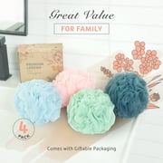 Spongentle Loofah Bath Sponge Loofa Body Sponge Shower, Exfoliating Body Scrubber, Gorgeous Colors, 4 Pack, Large