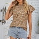 thumbnail image 4 of Blusa con estampado floral para mujer, blusa de manga corta para mujer, blusa de manga corta para mujer, blusa de gasa para mujer, diseño aerodinámico, 4 of 8