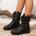 thumbnail image 5 of IEMIEMIEM Women's Mid Calf Ankle Boots Vintage Platform Chunky Buckle Low Block Heel Casual Riding Boots 2026 Fashion Slip On Winter Short Boots 10 Wide Black, 5 of 7