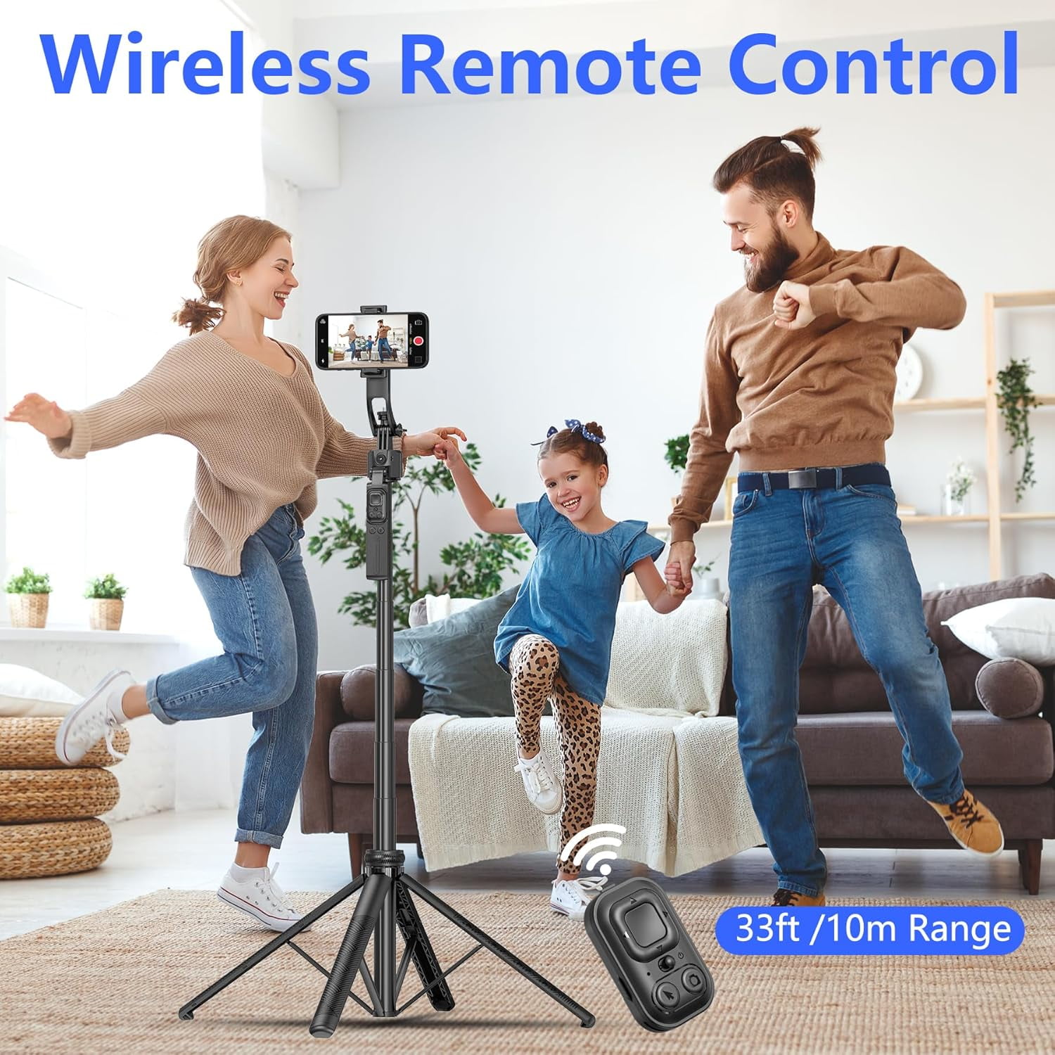 WANALIT Auto Face Tracking Tripod for iPhone & Android, 360° Rotation Phone Stand with Remote, 64” Extendable Selfie Stick Tripod for Video Recording, Vlogging, Live Streaming