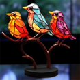 thumbnail image 4 of Pájaros acrílicos teñidos a mano en rama, adornos de escritorio, Material acrílico de doble cara, estilo Multicolor, decoraciones de aleación, 4 of 4
