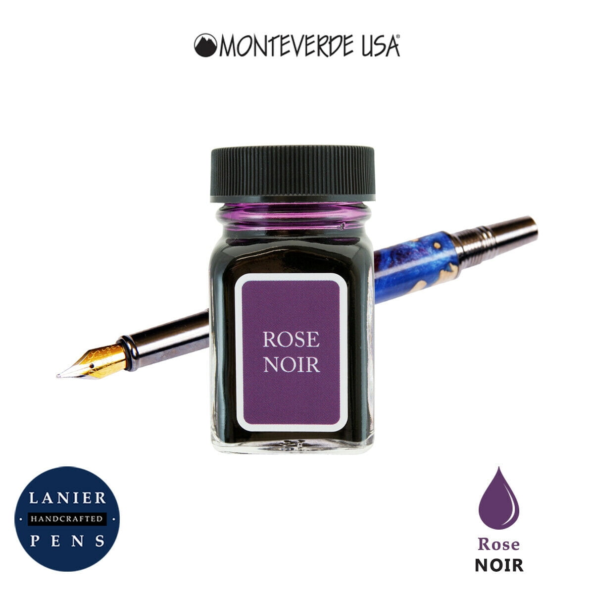 Monteverde G309RN 30 ml Noir Fountain Pen Ink Bottle- Rose Noir