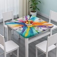 thumbnail image 3 of Colorful Double Burst Paint Pattern Square Fitted Tablecloth with Elastic Edge,Square Table Cover,Washable Elastic Table Cover for Home Kitchen Party Decor 34"x34", 3 of 6
