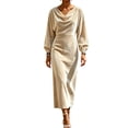 thumbnail image 2 of Sentmoon Woman Dresses Solid Color Long Sleeve Tennis Dresses for Women Relaxed Fit Beach Dress for Night Out and Club, 2 of 5