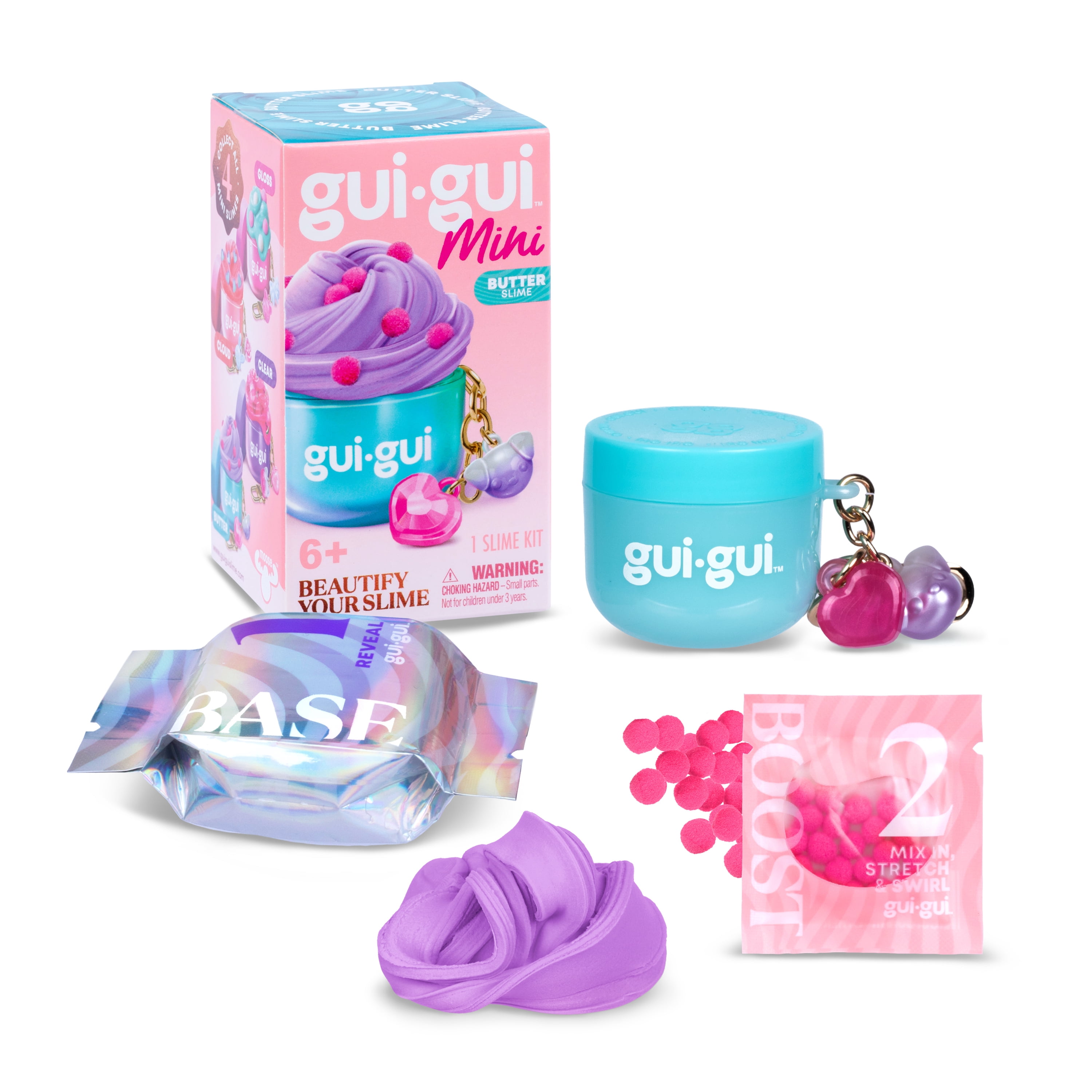 Gui Gui Mini Jar with 4 Scented Sensory Slimes - Collectible with Keychain for Ages 6+